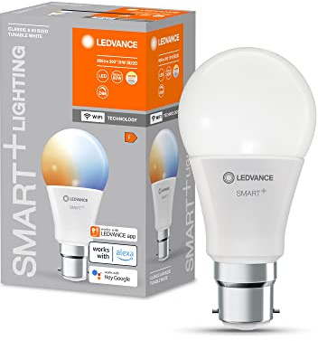 LEDVANCE Smart LED lamp with WiFi Technology, B22d-base matt Optics ,Light Colour Changeable (2700K-6500K), 806 Lumen, 60W-Replacement, Smart dimmable, 4-Pack