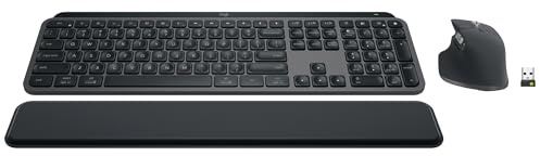 Logitech MX Keys S Combo - Performance Wireless Keyboard and Mouse with Palm Rest, Customizable Illumination, Fast Scrolling, Bluetooth, USB C, for Windows, Linux, Chrome, Mac,Color Graphite.