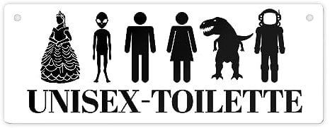 Unisex-Toilette Metallschild L in 10,5x28cm in weiß