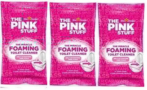 The Pink Stuff - The Miracle Foaming Toilet Bowl Cleaner Limescale Remover Powder - 3 Sachets