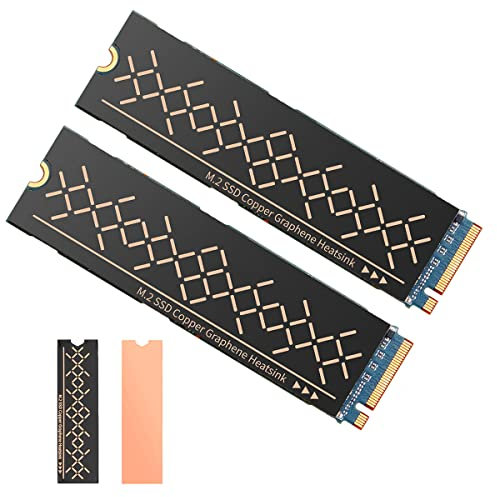 DolDer dissipatore di calore in rame Heatsink Thermal Pad con copertura completa del rivestimento in grafene per M.2 2280 SSD -2 pezzi