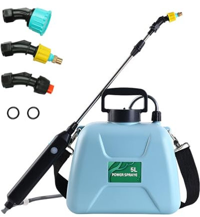 CALISTOUK Pulverizador Eléctrico para Plantas, Fumigadora Pulverizador 5 Litros, Pulverizadores Inalámbricos con Boquillas Regulable USB Recargable para Jardín y Lavado de Coches