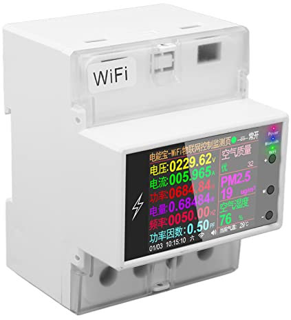 DIN-Schienen-Stromzähler, Multifunktionaler Leistungsmesser, Stromzähler AC85-265V, 2,4-Zoll-TFT-Display, DIN-Schienen-Energiemonitor, WLAN, Multimeter