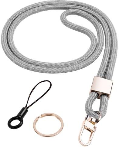 Vicloon Schlüsselband Lang, Nylon Lanyards mit karabiner, Schlüsselbänder Umhängebänder mit Drehbarem Metallclip Abnehmbare Neck Lanyard Langes Handgelenk Paracord(Asche)
