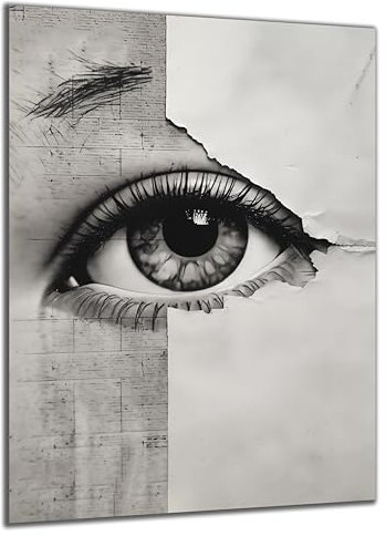 DARO Design - Wand-Bild Abstrakt Auge Papier auf 6mm HDF 60x40 cm - Wand-Deko Bilder Geschenk