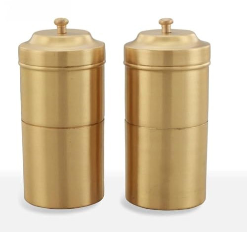 Brass Coffee Filter with Matte Finish | South Indian Flavours Set of 2 Coffee Filter