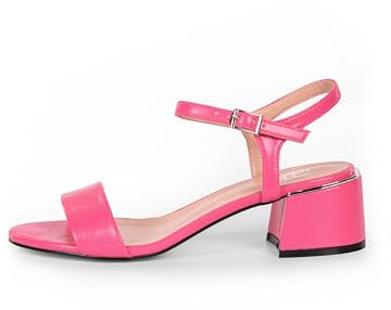 Rio Fiore Sandali da donna, sandali con cinghia, nero/verde/blu/menta/bianco/beige, sandali con tacco, tacco a blocco 5 cm, finta pelle scamosciata, C553-K1781-12, Rosa Fuchsia, 38 EU