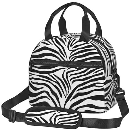 KDUBNJDS Lunch-Tasche, isoliert, für Damen, Herren, Erwachsene, Büro, Arbeit, Picknick, Zebramuster