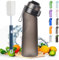 DENZYF Air Gourde Bouteille 650ML Avec 1 Saveur Gout Pod, Air Bouteille d'eau Parfumée Sans BPA Avec Paille-0 Sucres et Tasse d'eau de Sport (Givré noir + Brosse)