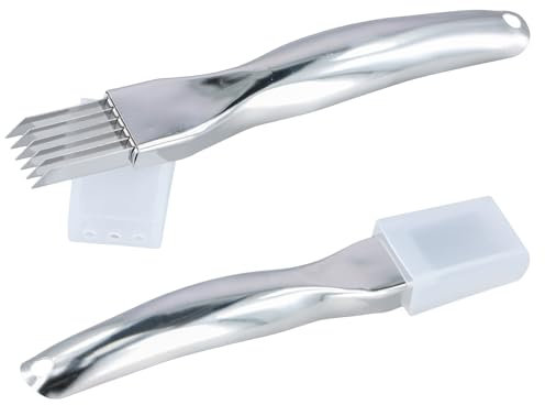 Litinliv Shred Silk The Knife, 2 Piezas Cuchillos para Triturar Seda de Acero Inoxidable, Picadora de Cebollas con Tapa, Multifuncional Rallador de Verduras para Cebolla, Verde Pepino, Verduras