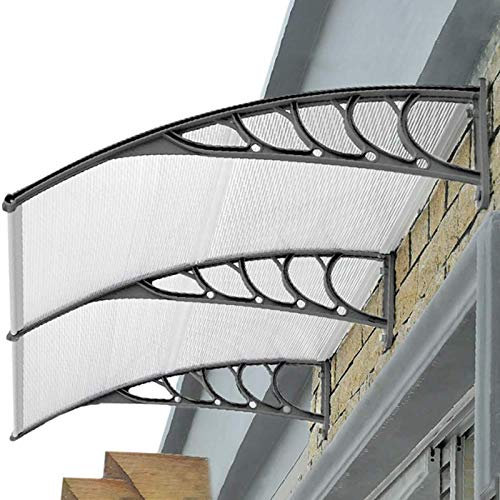 MIIWWOWO Rain Canopy Door Canopy Awning Front Door Canopy for Outdoor Window Porch Fabric Manual Window Awning Canopy Garden Porch and Front Door Patios Translucent (60 * 100 cm)