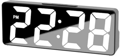 Digital Alarm Clock for Bedroom, Large Display Bedside Clock, USB/Battery Powered Alarm Clock with Snooze, Date, Digital Alarm Clocks Bedside with Adjustable Brightness,12/24H Display for Home (Black)