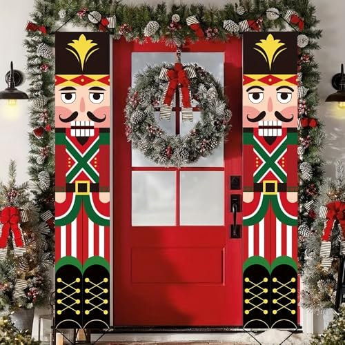 Vylotrix Décorations de Noël pour l'extérieur, Panneau de Porche, bannière de Porte pour la Maison, décoration de Noël intérieure et extérieure, Mur, Porte d'entrée (Casse-Noisette de Noël)