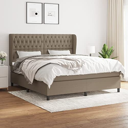 Juroupi Boxspringbett mit Matratze Taupe 180x200 cm Betten Bett Mit Matratze Bett Boxspringbett Schlafzimmer MöBel Stoff - 3128225