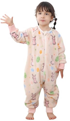 Gigoteuse a Pied Surpyjama Bébé Fille Garçon, Hiver Flanelle Combinaison Pyjama Enfant Turbulette avec Jambes, Cartoon Manches Longue Dors Bien Grenouillère Sac de Couchage Imprimé 110(3-4 Ans)