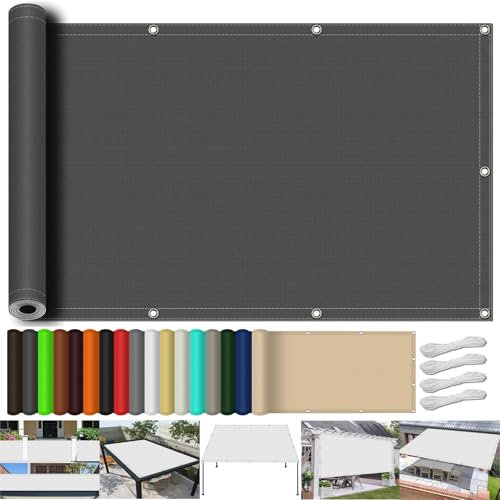 Toldo Parasol Lona Protector Solar 270 x 380 cm, Prevención Rayos UV Solar Protección 98% Resistente, Toldo Vela Exterior Terraza, para Exteriores, Jardín,Terrazas, Gris Oscuro