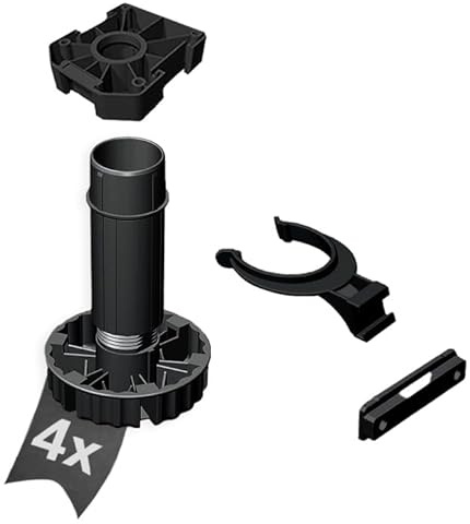 siwitec 4 x Sockelfuss Komplett-Set, Schwarz, 180 mm inkl. Blendenhaltern und -kammern und Gleitern zum Anschrauben, Traglast 200 kg pro Fuß, Schwarz, Füsse für Schränke, Füße für Möbel