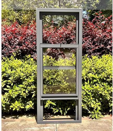 Schiebefenster Schiebefenster aus Aluminium mit gehärtetem Glas und Sichtschutz, bündig montierte Lüftungsfenster für Spielhäuser/kleine Häuser/Duschen/Scheunen, anpassbare Größe(WxH 22x31 in/55x78cm)