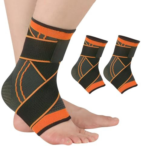Celiodd Tobillera de 2 piezas para el tobillo, protege los deportes de hombres y mujeres, protege los esguinces de ligamentos (color naranja, L)