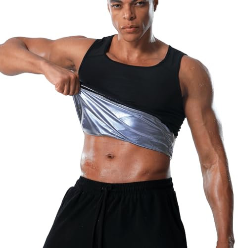 Donason Canotta Dimagrante Uomo, Canottiera Snellente Sudore Shapewear Senza Maniche Sportivo Gilet Sauna Maglietta Compressione per Fitness Palestra Allenamento