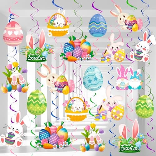 Ostern Hängende Spiralen, 56 Pcs Osterspirale Osterdeko Spirale Osterdeko Hängespirale für Oster Party Deko