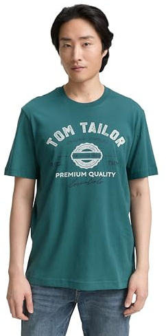 TOM TAILOR Herren T-Shirt aus Baumwolle mit Logo-Print