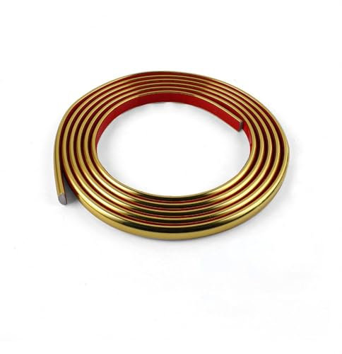 5M Self-Adhesive PVC Tile Edging Strip Flexible Backsplash Floor Edge Moulding Trim,Vinyl Laminate Beading,Liner for Corner,Peel and Stick Caulk Decorative for Furniture Mirror,Panel,Wall,Gold