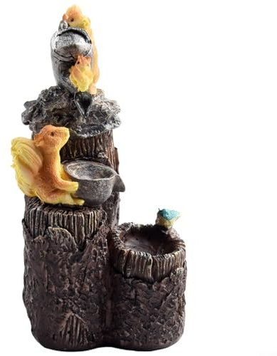 Emiif Solarbetriebene Gartenskulptur, wetterfestes Harz Tier LED-Licht Ornament für Außenterrasse Garten Kunstdekoration (Eichhörnchen)