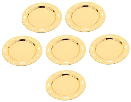 UTHCLO 6 Piezas bandeja platos de bistec platos de metal para comer Aleación de zinc Golden