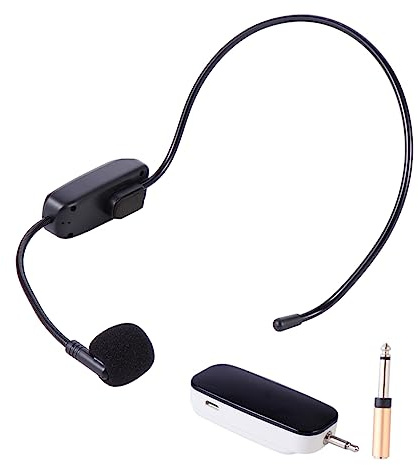 Milisten Kabelloses Headset Mikrofon 1 Satz Uhf für Sprachverstärkung | 45w Ausgangsleistung, Kunststoffgehäuse in Schwarz, Leichtes Kompaktes Design für Unterricht