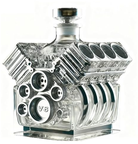 Qectial Whisky Bottle in The Shape of A V8 Engine, Unique Wine Decanter for Vodka,