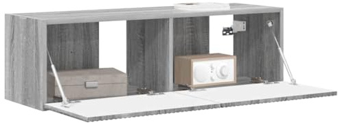 Vorpalize Mobile da parete sospeso Sonoma grigio legno Lowboard 98 x 31 x 29,5 cm, design moderno per soggiorno, console multimediale a parete con porta