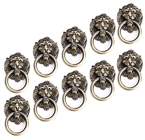 12er Retro Antike Möbelknopf Bronze Lion Head Knöpfe Schrank Schublade Griffe Schublade Tür Möbelknöpfe Griff Kabinett zieht