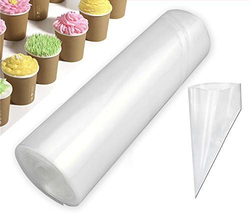 Beunyow 1 Rolle 50 Stück Einweg Spritzbeutel, Profi Spritzbeutel-Set aus Kunststoff Spritztüten Kuchen Dekoration Taschen für Spritztüllen Backen und Dekorieren