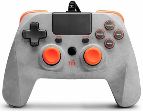 snakebyte GAMEPAD 4S - gray / orange - Controller for PlayStation 4 / PS4 Slim / Pro / PS3, analog dual joysticks, PC compatible (Windows 7/8/10), 3m cable length, touchpad, haptic feedback