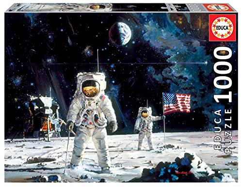 Educa 18459, Erste Mondlandung, 1000 Teile Puzzle für Erwachsene und Kinder ab 10 Jahren, Apollo 11, Raumfahrt