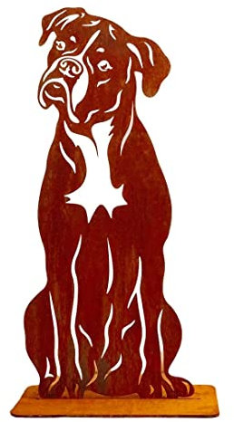 Terma Stahldesign Rost Hund Deutscher Boxer Lebensgroß Handmade Germany tolle Gartendeko aus Metall Figur deko Geschenk Rostfigur Garten deko Gartenfigur, hundegrab deko