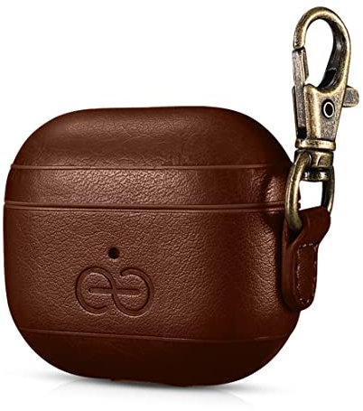 Dreem Om AirPods 3 Custodia in pelle vegana con clip - Compatibile con auricolari wireless Bluetooth Apple per iPhone - Caffè