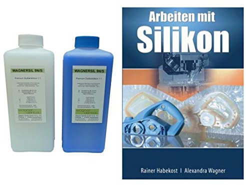 Wagnersil Premium 9 N blau Shore 9 EFZ 30 min 1:1 im Set mit Buch Arbeiten Silikon von Rainer Habekost und Alexandra Wagner - Größe: 2kg (2x1kg)
