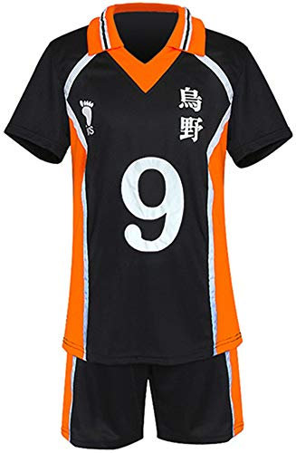 Gurbanton Anime Kostüm Jersey Karasuno High School Volleyball Uniform Cosplay Shirt Shorts, 9-Kageyama Tobio, XX-Large