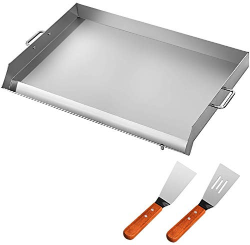 VEVOR Edelstahl Grillplatte, Weber Grillrost , Rund mit Große Oberfläche, Gusseisen mit 2 Schaufeln, Plancha passend für Grills der Baureihe (40 x 46 x 5,6 cm)