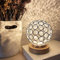 MUCHER Lámpara de mesa USB de cristal, bola de cristal plateada con base de madera, lámpara de mesita de noche, luz de noche moderna regulable para dormitorio, sala de estar, oficina