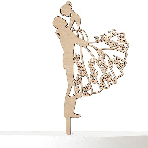 Suzu Papers Cake Topper Hochzeit personalisiert mit Brautpaar Motiv - Tortenstecker Hochzeit für Hochzeitstorte Deko - Hochzeitstorte Topper