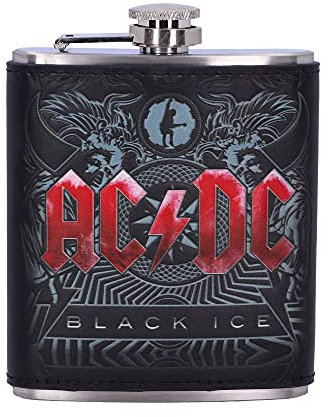 Nemesis Now Petaca con Licencia Oficial de AC/DC Black Ice Album en Relieve, Acero Inoxidable, Negro, 7oz