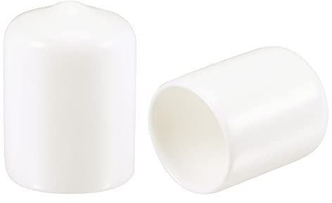 sourcing map 50pcs Round Rubber End Caps 15mm White Vinyl Cover Screw Thread Protectors