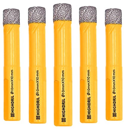 HIGHDRIL 5Pcs Diamond Core Drill Bit,Diameter 10mm Vacuum Brazed Hole Saw for Concrete Granite Marble Glass Porcelain Tile Masonry Brick,Triangle shanks