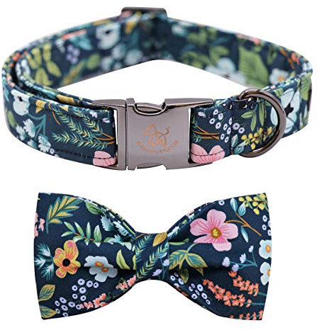 Elegant Little Tail Hundehalsband - Weiches Mädchen Fliege Halsband, Floral Verstellbar Mit Schleife - Haustierhalsband Geschenk für Mittlere Hündinnen
