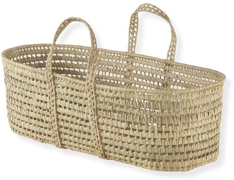 Clair de Lune Moseskorb aus natürlicher Palme, handgewebt und atmungsaktiv, für Neugeborene, geeignet ab der Geburt, natürliches 100% organisches Palmengewebe, Premium-Baby-Stubenwagen, 75 x 28 x 24