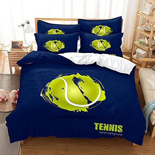 LUYAPOND Bettwäsche 135x200 Blaues Tennis Flauschig und Weich Mikrofaser bettbezug Set - 1 Bettbezüge mit 1 Kissenbezug 80x80 cm für Kinder Jugendliche