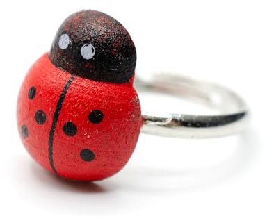 Miniblings Marienkäfer Ring - I Glücksbringer Glück Käfer Holz - Handmade Modeschmuck I Fingerring mit Motiv I one Size